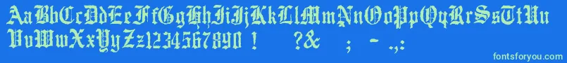 JmhWulfila Font – Green Fonts on Blue Background