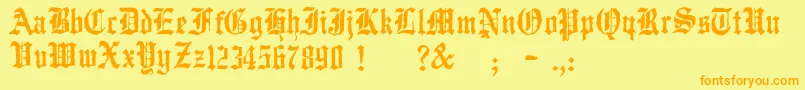 JmhWulfila Font – Orange Fonts on Yellow Background