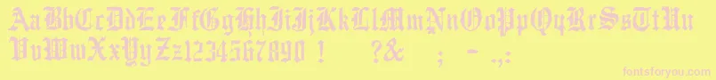 JmhWulfila Font – Pink Fonts on Yellow Background