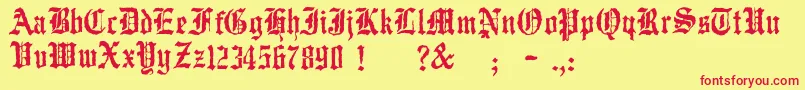 JmhWulfila Font – Red Fonts on Yellow Background