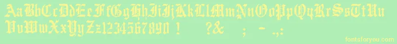 JmhWulfila Font – Yellow Fonts on Green Background
