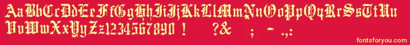 JmhWulfila Font – Yellow Fonts on Red Background