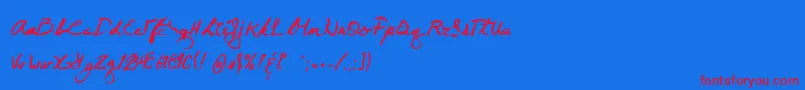 Juneday Font – Red Fonts on Blue Background