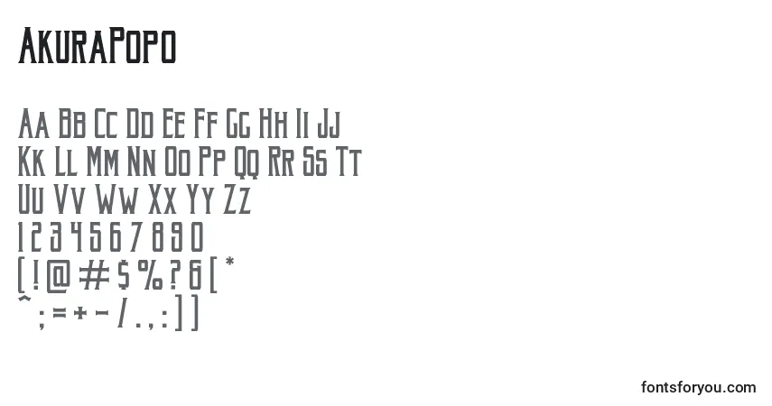 Czcionka AkuraPopo (105595) – alfabet, cyfry, specjalne znaki