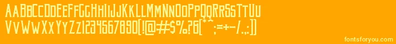 AkuraPopo-Schriftart – Gelbe Schriften auf orangefarbenem Hintergrund