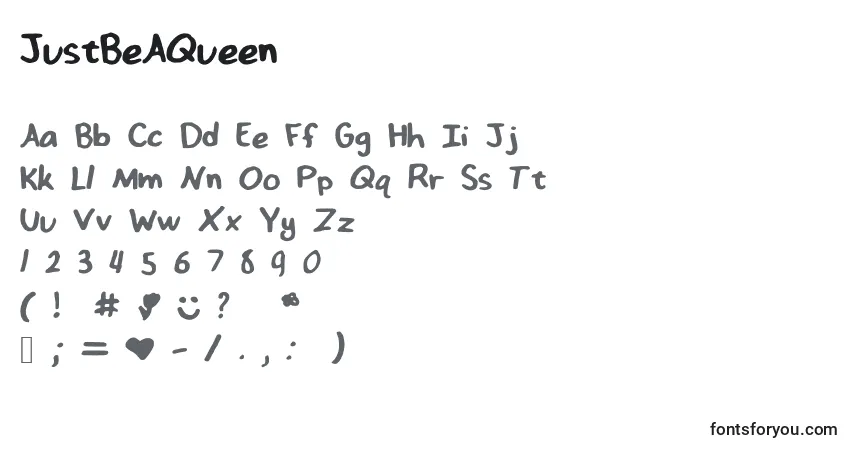 A fonte JustBeAQueen – alfabeto, números, caracteres especiais
