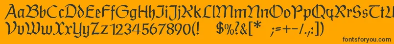 Postmodernefraktur-Schriftart – Schwarze Schriften auf orangefarbenem Hintergrund