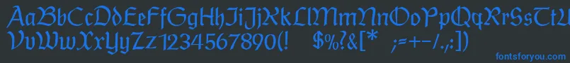 フォントPostmodernefraktur – 黒い背景に青い文字