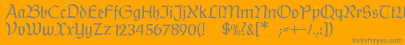 Postmodernefraktur-Schriftart – Graue Schriften auf orangefarbenem Hintergrund