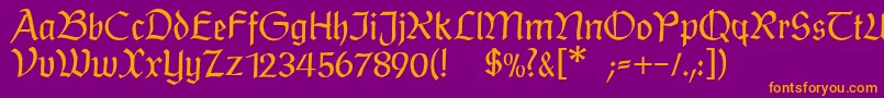 フォントPostmodernefraktur – 紫色の背景にオレンジのフォント