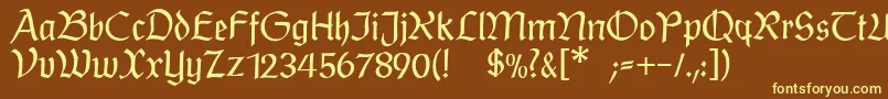 Шрифт Postmodernefraktur – жёлтые шрифты на коричневом фоне