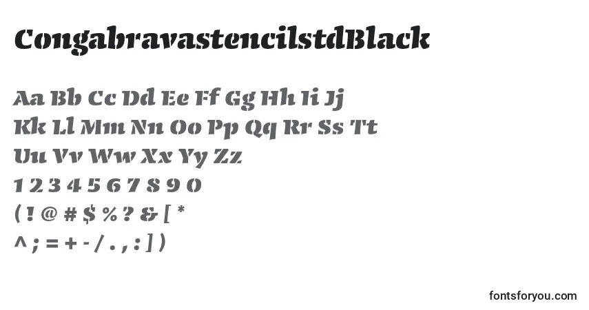 Czcionka CongabravastencilstdBlack – alfabet, cyfry, specjalne znaki