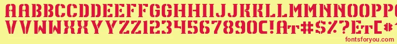 TpfU13Regular-Schriftart – Rote Schriften auf gelbem Hintergrund