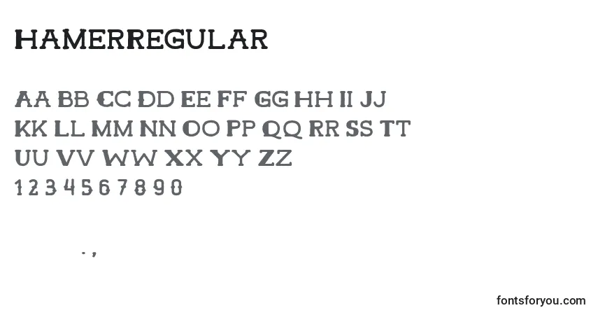 HamerRegular Font – alphabet, numbers, special characters