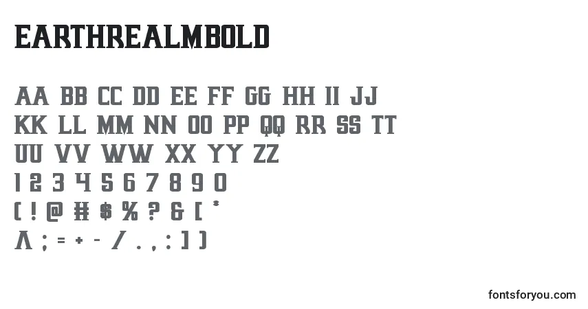 Czcionka Earthrealmbold – alfabet, cyfry, specjalne znaki