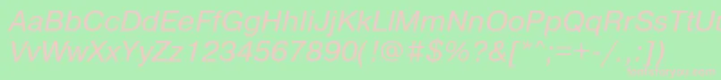 フォントPragmaticaettItalic – 緑の背景にピンクのフォント