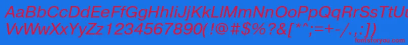 PragmaticaettItalic Font – Red Fonts on Blue Background