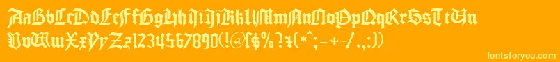 GudenbergDb-Schriftart – Gelbe Schriften auf orangefarbenem Hintergrund