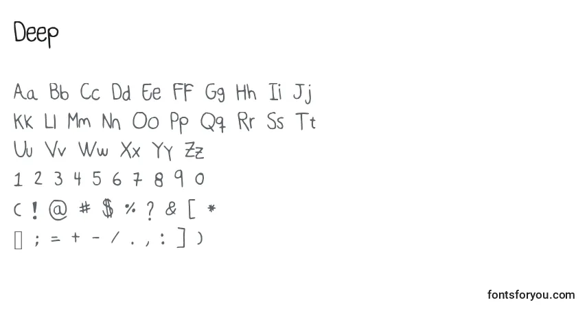 Schriftart Deep – Alphabet, Zahlen, spezielle Symbole