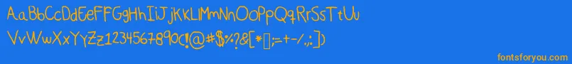 Deep-Schriftart – Orangefarbene Schriften auf blauem Hintergrund
