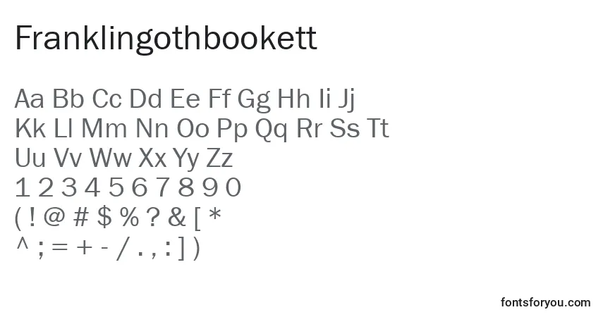 A fonte Franklingothbookett – alfabeto, números, caracteres especiais