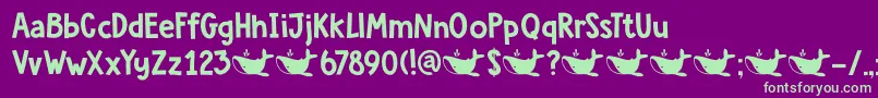 DkWhaleSong Font – Green Fonts on Purple Background