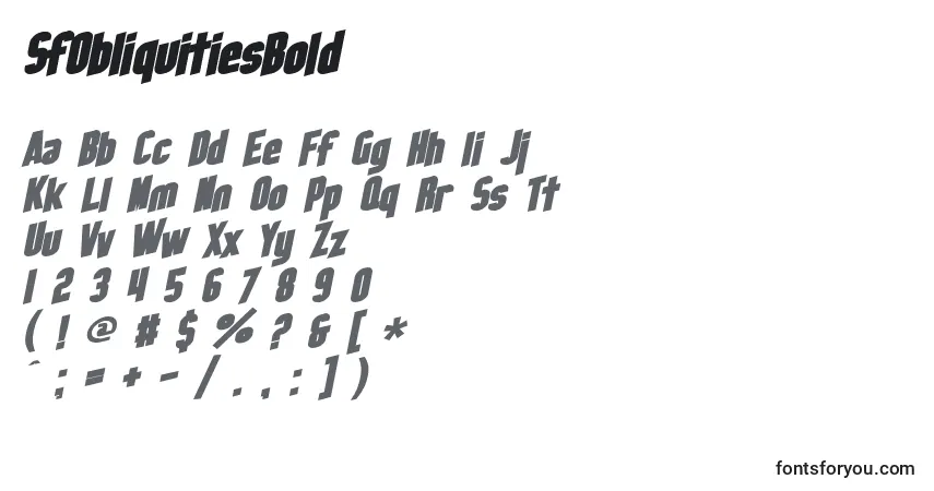 A fonte SfObliquitiesBold – alfabeto, números, caracteres especiais