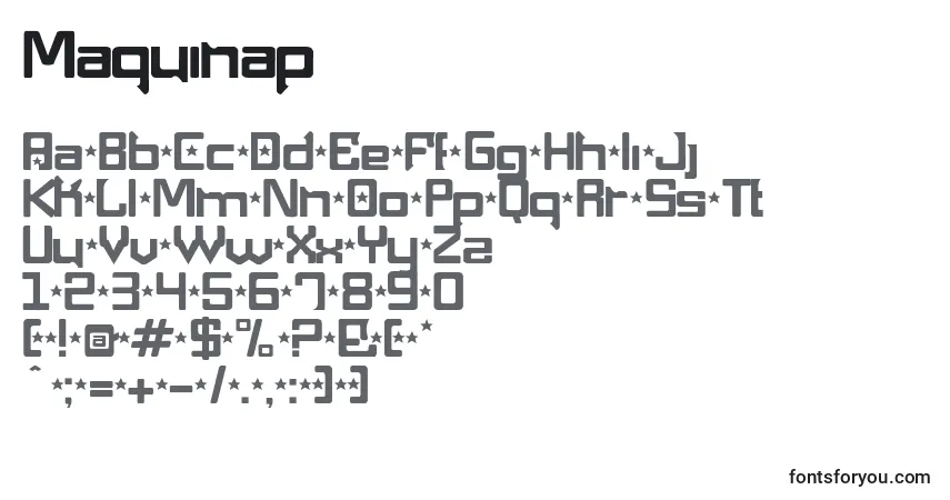 Fuente Maquinap - alfabeto, números, caracteres especiales
