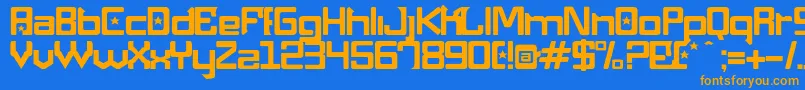 Maquinap Font – Orange Fonts on Blue Background