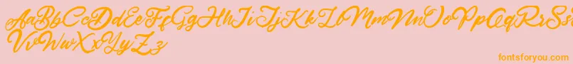 HardestStyleDemo-Schriftart – Orangefarbene Schriften auf rosa Hintergrund