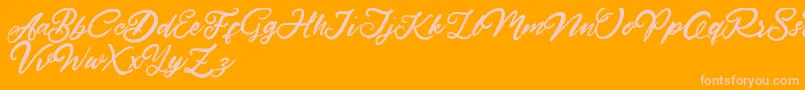 HardestStyleDemo-Schriftart – Rosa Schriften auf orangefarbenem Hintergrund