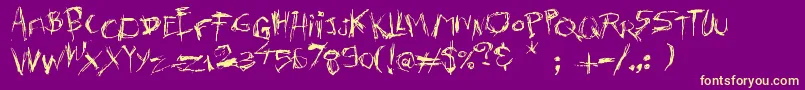 KillersMove-Schriftart – Gelbe Schriften auf violettem Hintergrund