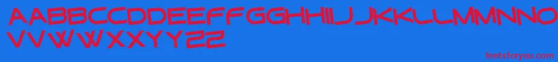 GtekRegularInclinadas Font – Red Fonts on Blue Background