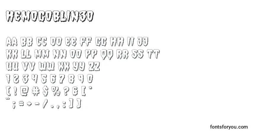A fonte Hemogoblin3D – alfabeto, números, caracteres especiais