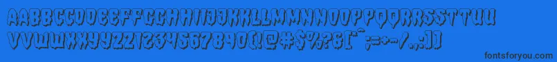 Hemogoblin3D-Schriftart – Schwarze Schriften auf blauem Hintergrund