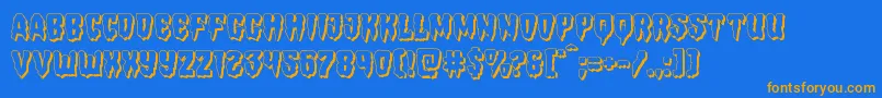 Hemogoblin3D-Schriftart – Orangefarbene Schriften auf blauem Hintergrund