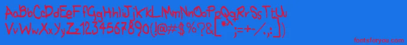 Nohubotiempo-Schriftart – Rote Schriften auf blauem Hintergrund
