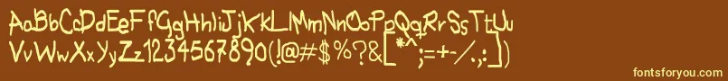 Nohubotiempo-Schriftart – Gelbe Schriften auf braunem Hintergrund