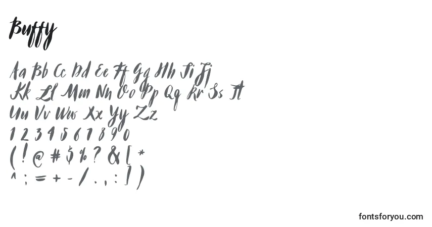 Шрифт Buffy (105619) – алфавит, цифры, специальные символы
