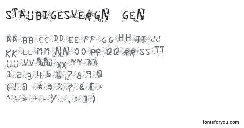 Fuente StaubigesVergnР±gen - alfabeto, números, caracteres especiales