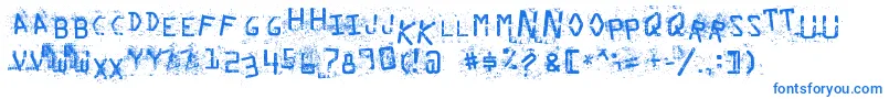 StaubigesVergnР±gen-Schriftart – Blaue Schriften auf weißem Hintergrund