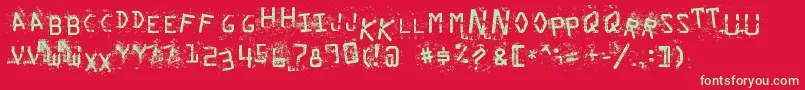 フォントStaubigesVergnР±gen – 赤い背景に緑の文字