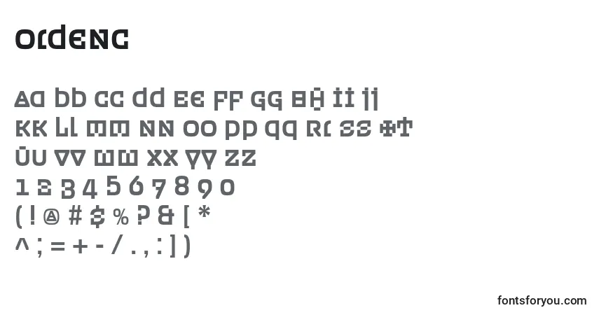 A fonte Ordenc – alfabeto, números, caracteres especiais