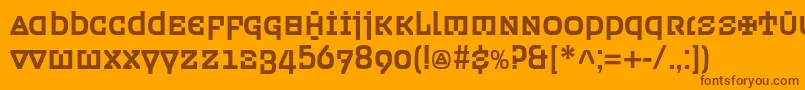 Ordenc-fontti – ruskeat fontit oranssilla taustalla