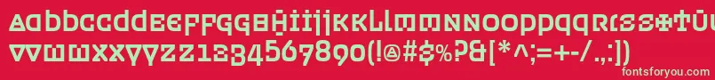 フォントOrdenc – 赤い背景に緑の文字