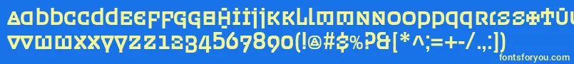 Ordenc Font – Yellow Fonts on Blue Background