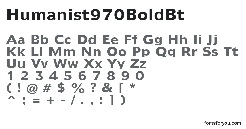 A fonte Humanist970BoldBt – alfabeto, números, caracteres especiais