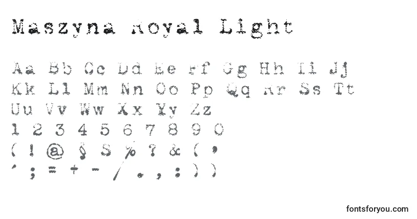 Шрифт Maszyna Royal Light – алфавит, цифры, специальные символы