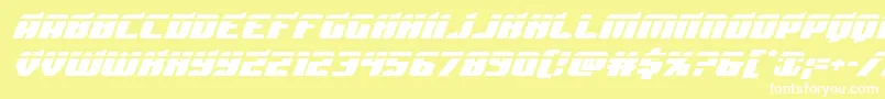 Spartacolaser-fontti – valkoiset fontit keltaisella taustalla