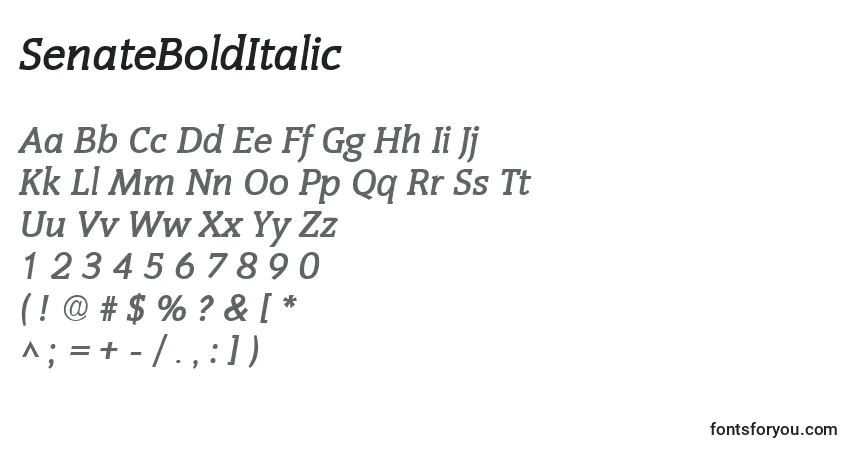 Fuente SenateBoldItalic - alfabeto, números, caracteres especiales